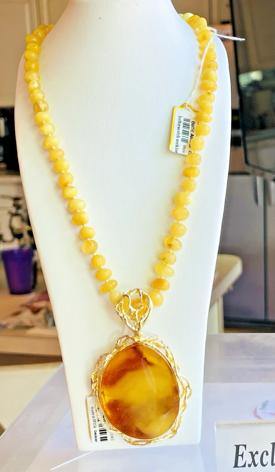 14K Gold Filled Genuine Vintage Baltic Amber Necklace Butterscotch Polish 老琥珀