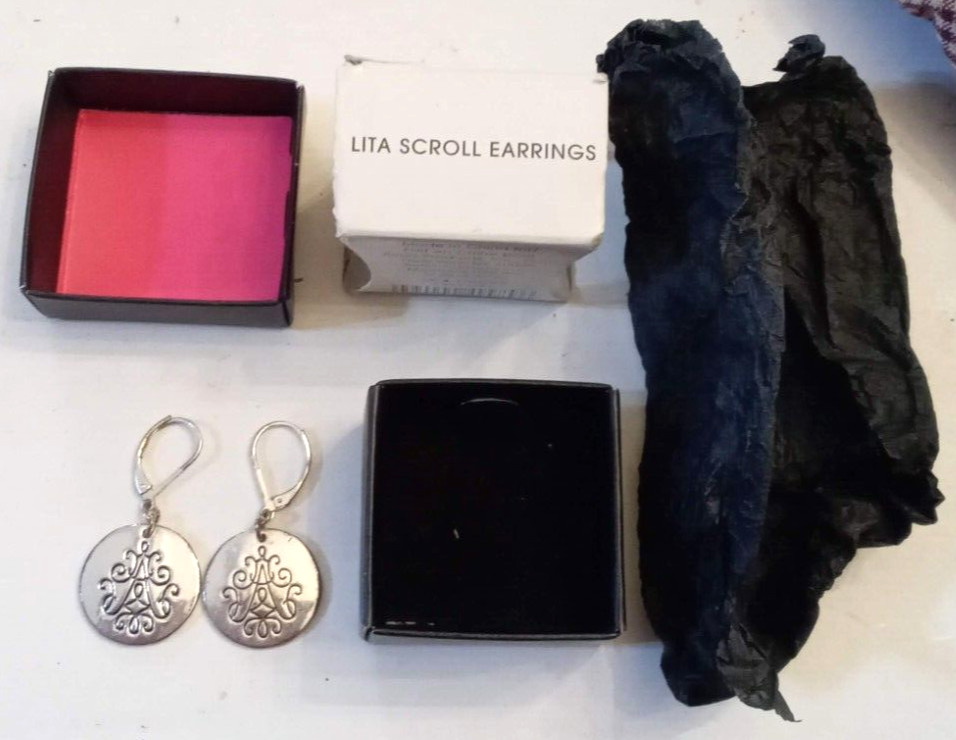 Lita Scroll Pierced Earrings Hypo Allergenic Nickel Free Dangles Snap Back Wires