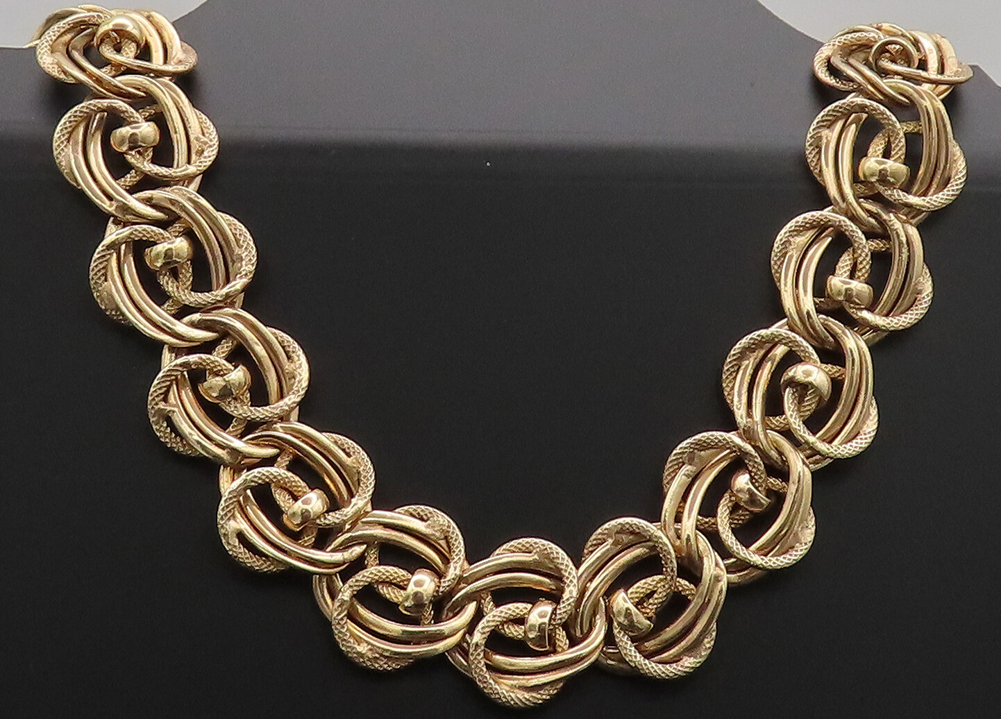925 Sterling Silver Vintage Gold Plated Designer Rings Loop Necklace NE4064