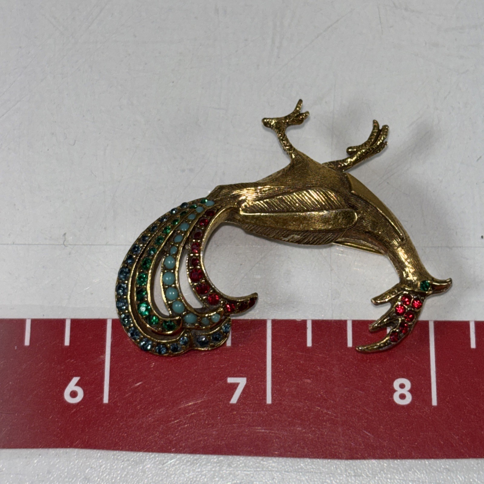Gold Tone Peacock Bird Pin Brooch
