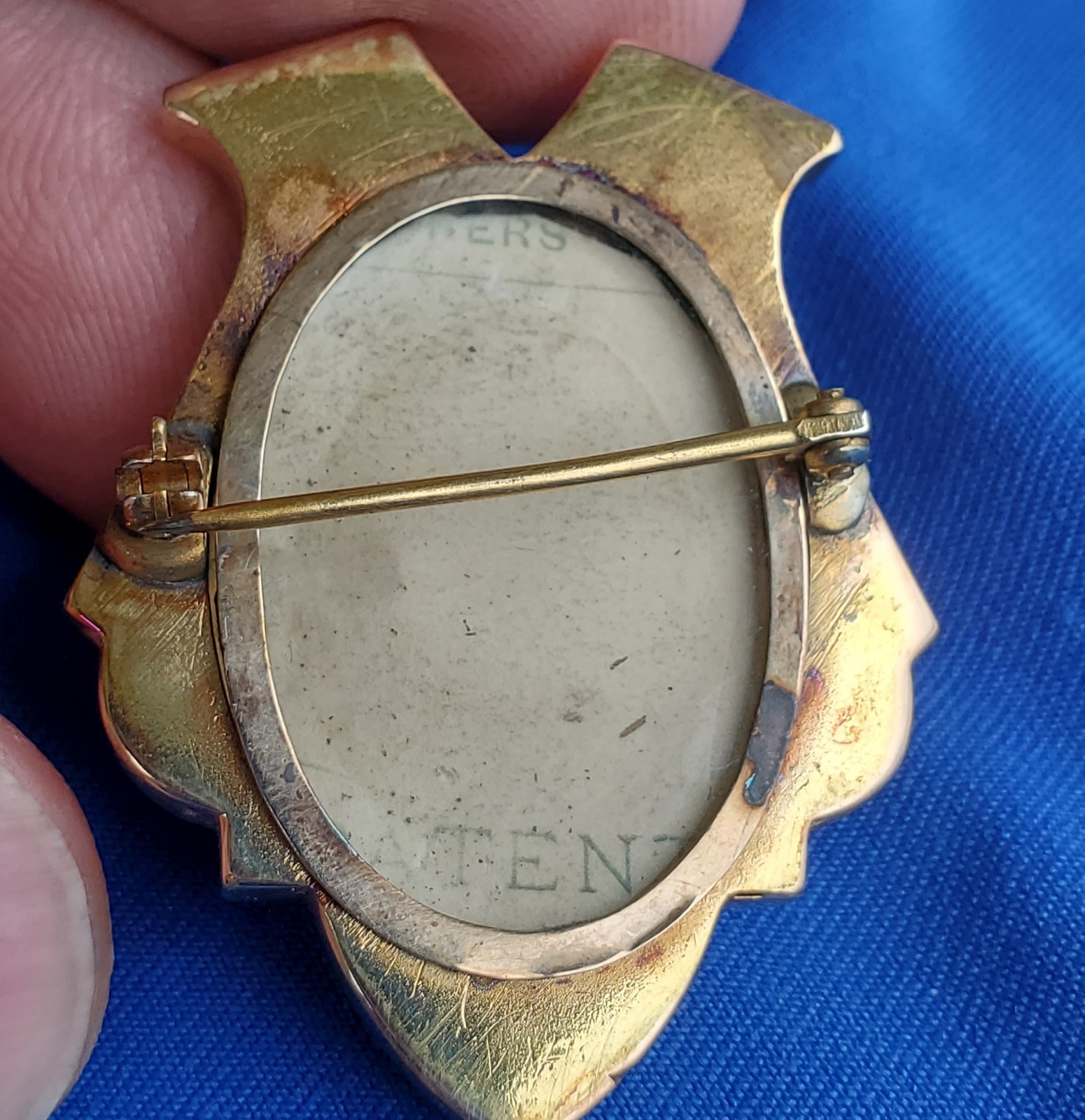 Victorian Memory Locket Brooch Antique 14K GOLD Deco HardStone Onyx Cameo Broach