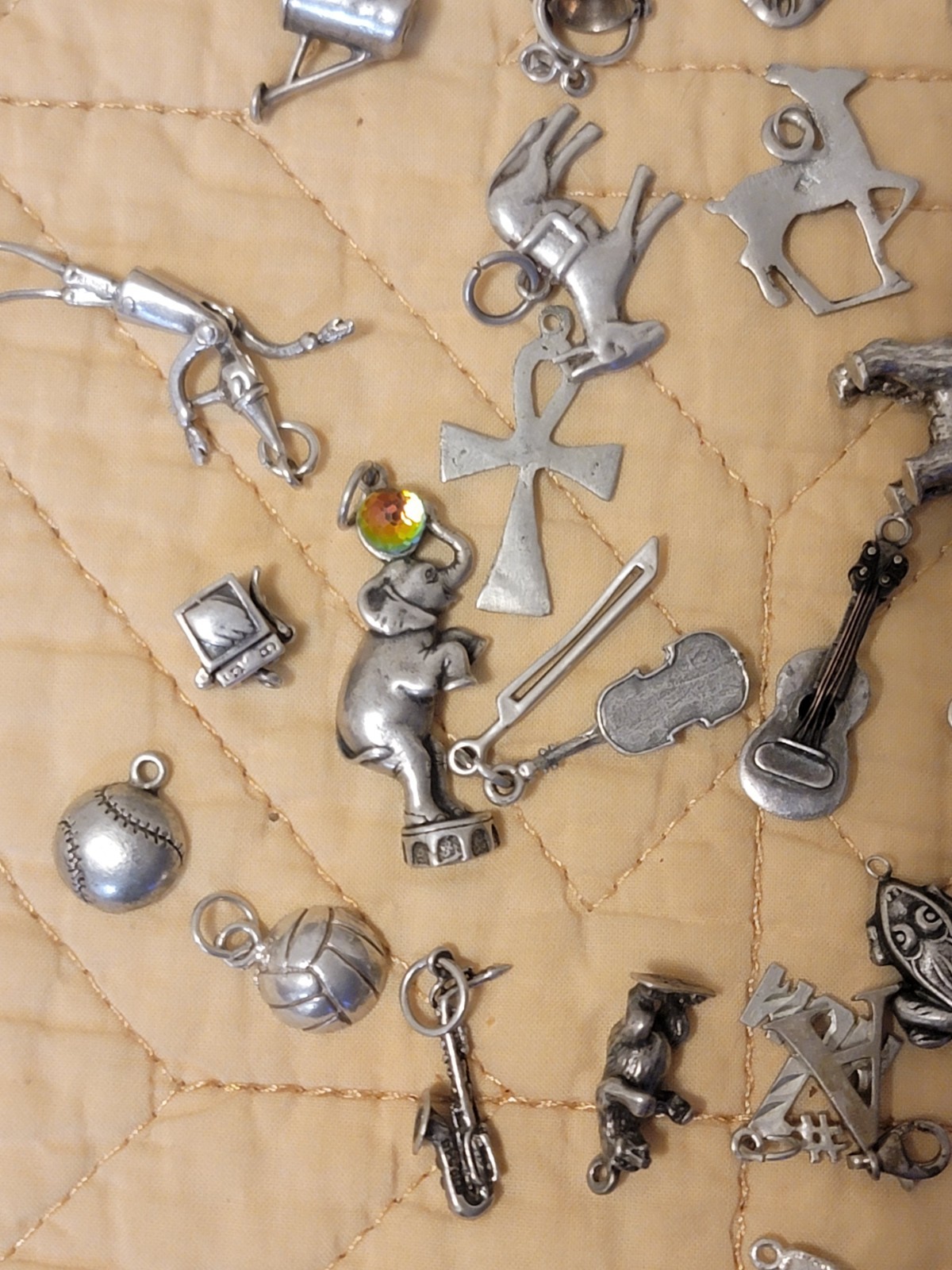sterling silver charms lot used . 100 Grams .