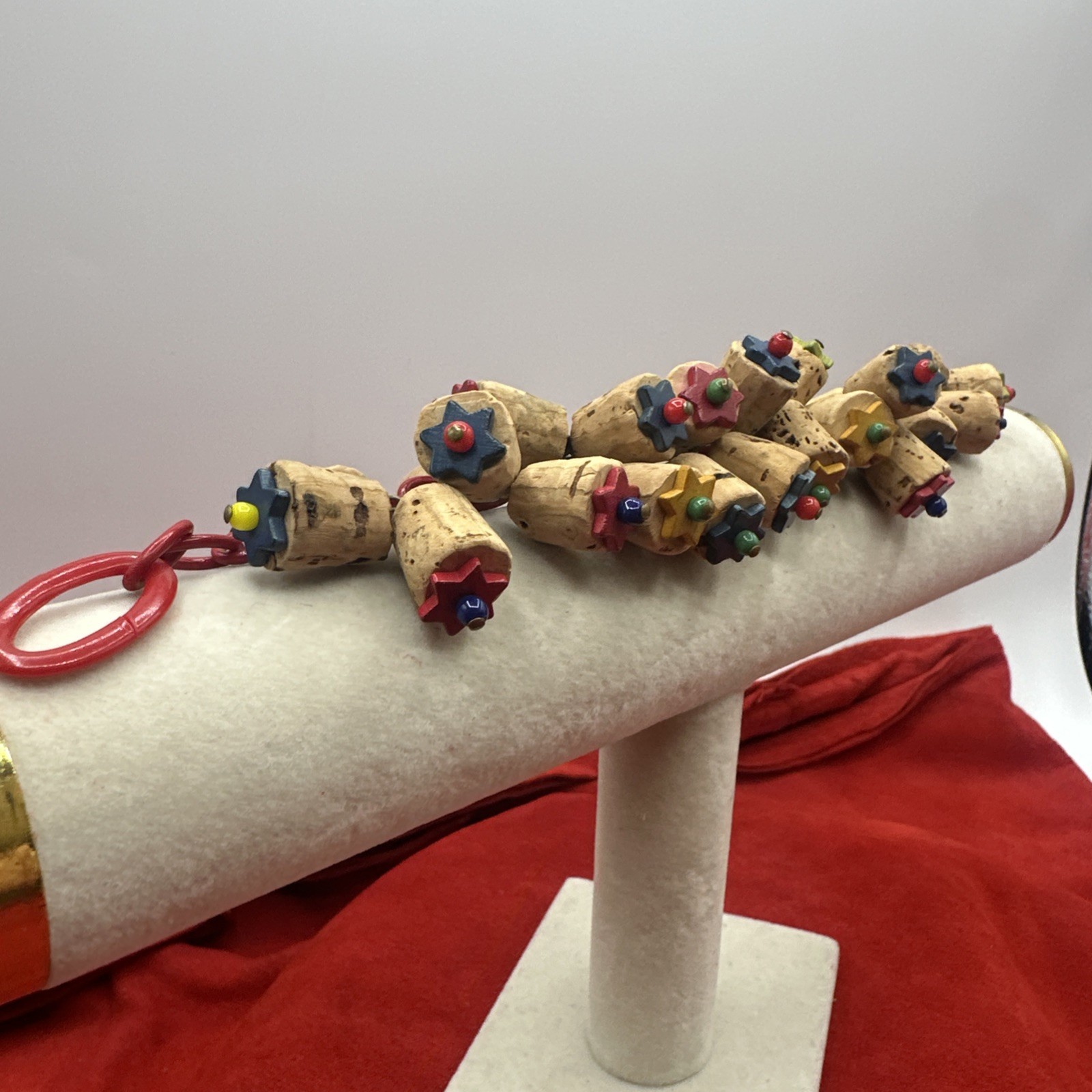 Exclusive Depression Era Cork and Multicolored Bakelite Bracelet. See pics.