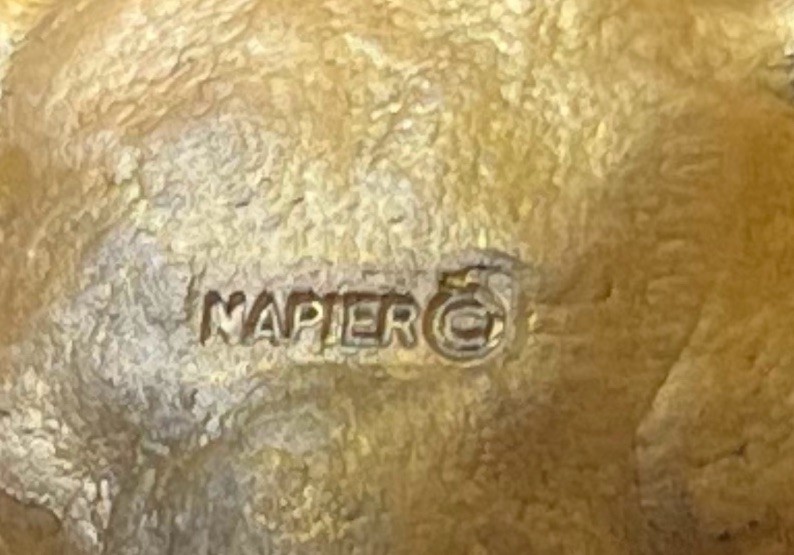 Vintage Signed Napier Large Gold Elephant Head Pendant Chain Link 24” Necklace