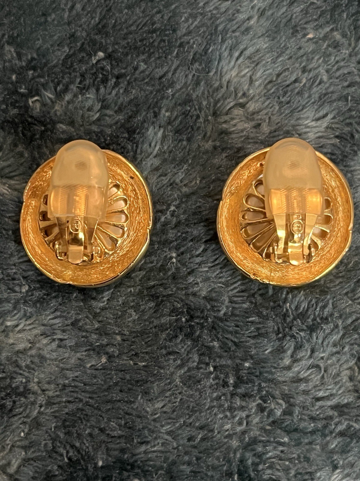 Signed Ciner Clip-On Faux Pearl Set In Gold-Tone Twisted Rope Earrings
