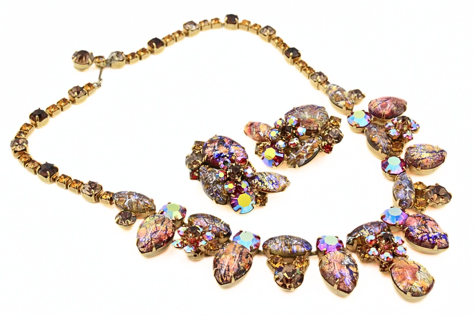 Spectacular Rare! Kramer Of New York Signed Dragons Breath Necklace Parure Set