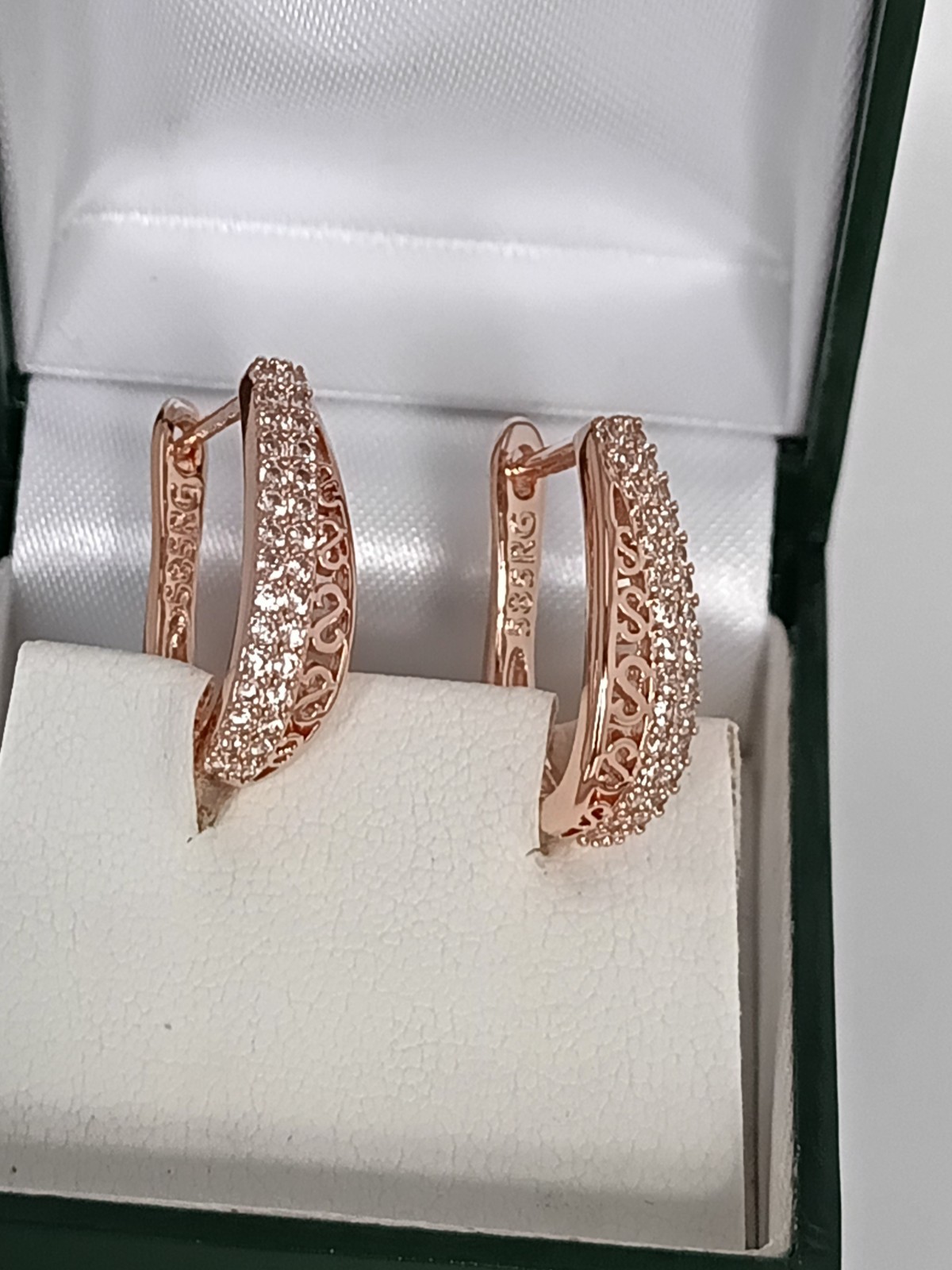 Vintage 1990-s 14 Ct Rolled Gold Zircons Earrings-Hallmarked 585 RG