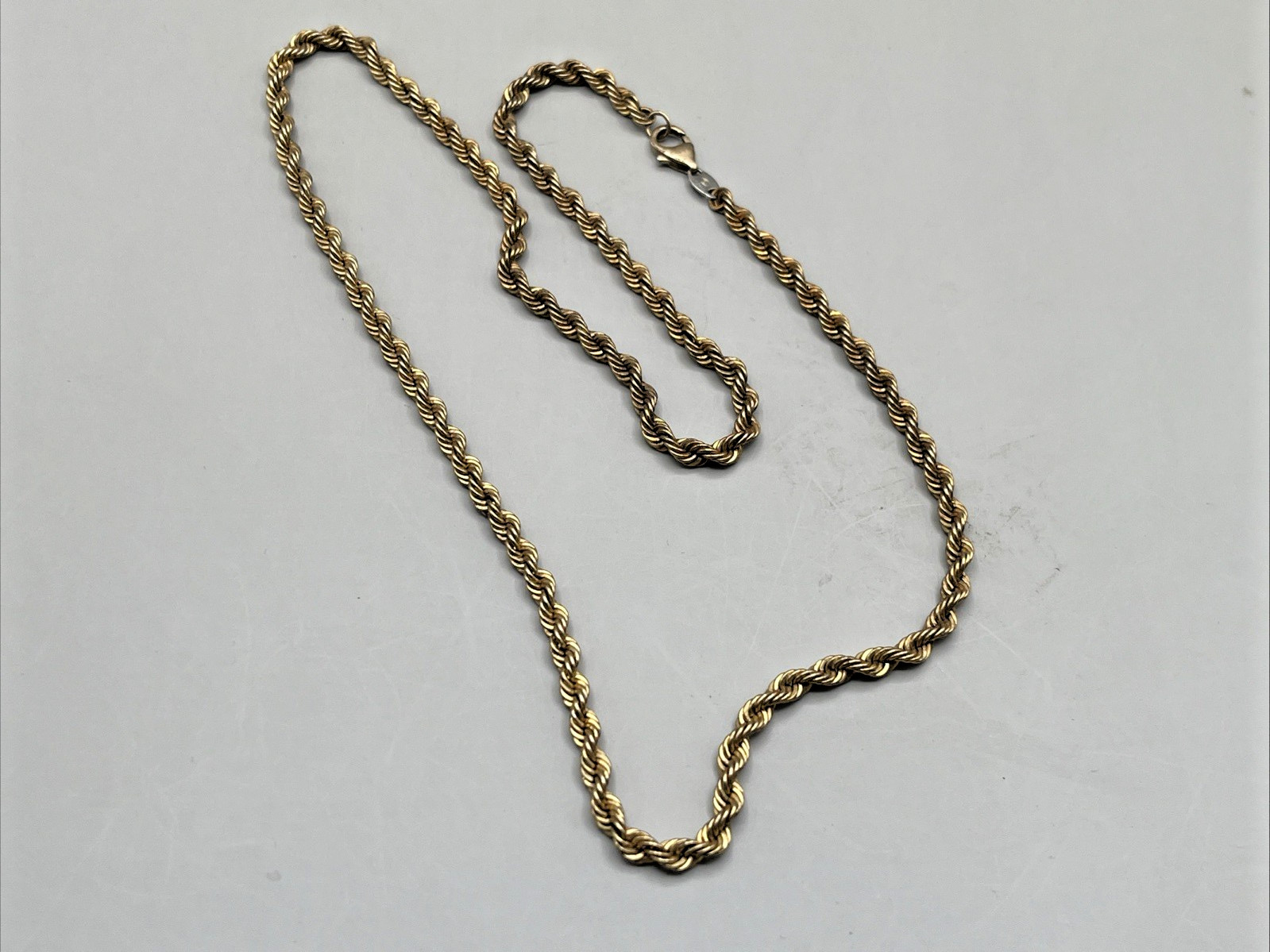 24″ Estate Love Earth 10k 1/20 Yellow Gold Filled Sterling Silver 925 Rope 4mm