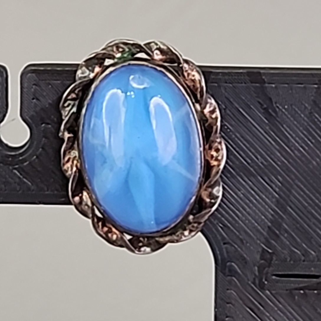 Vintage Star Sapphire Glass Screwback Earrings Blue Sterling Silver .75″