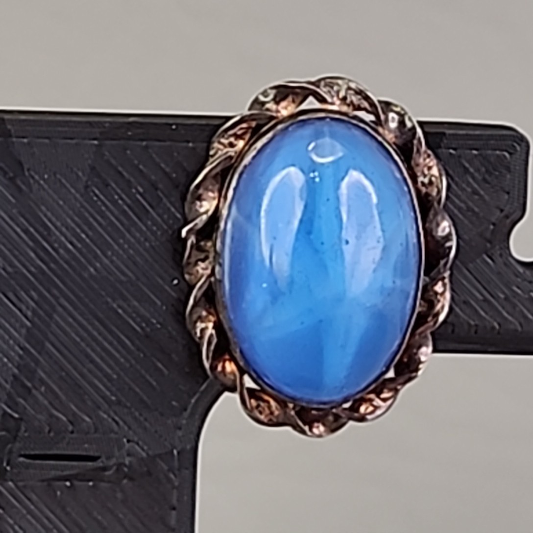 Vintage Star Sapphire Glass Screwback Earrings Blue Sterling Silver .75″