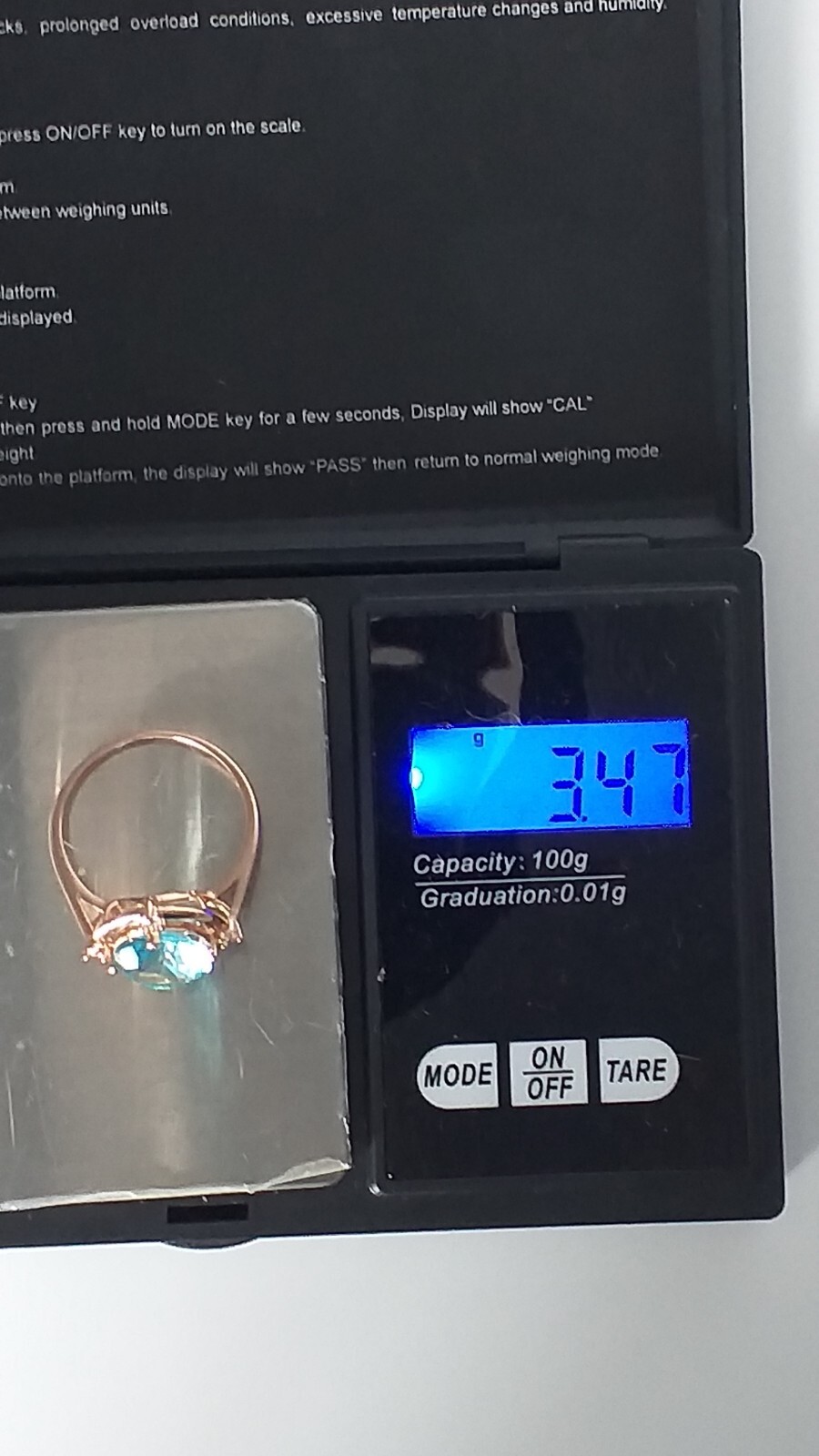 Vintage 1990-s 14 Ct Rolled Gold Aquamarine Ring Size UK N US 6 3/4- Hallmarked!