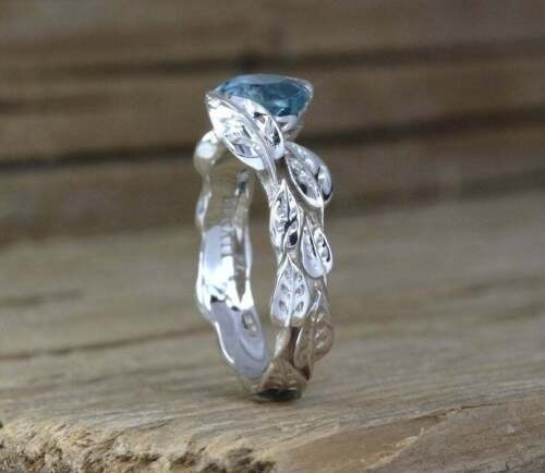 Art Deco 2.10 Ct Aquamarine Antique Vintage Engagement Ring 925 Sterling Silver