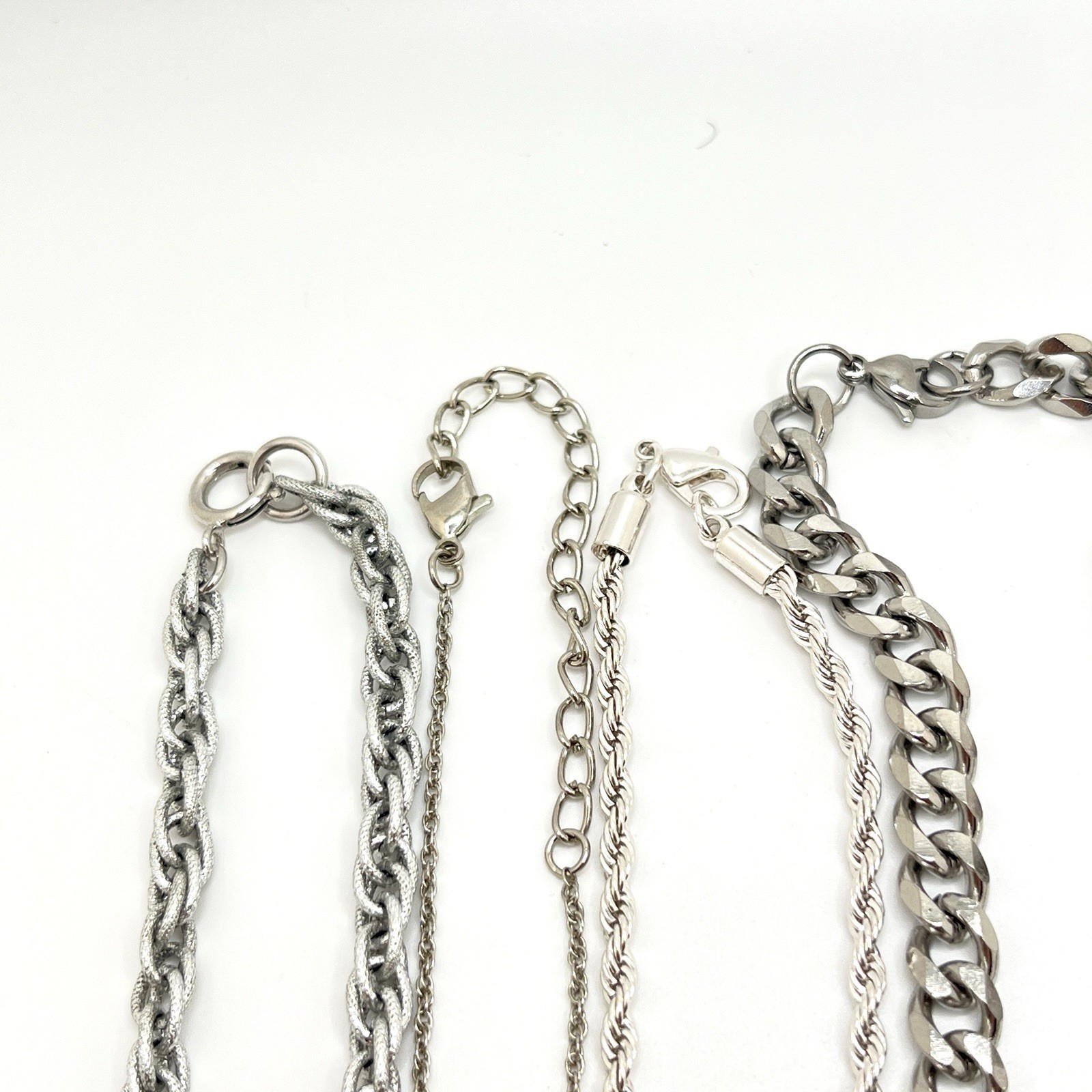 Vintage Lot of 6 Silver Tone Chain Necklaces Assorted