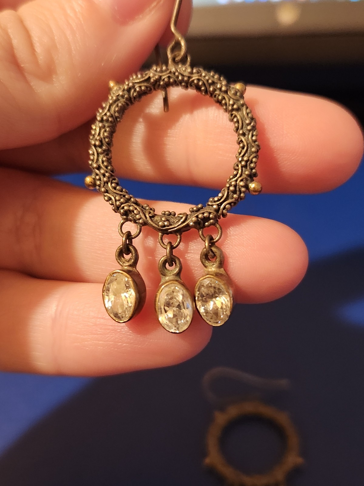 Sterling Silver White Stone Dangle Earrings