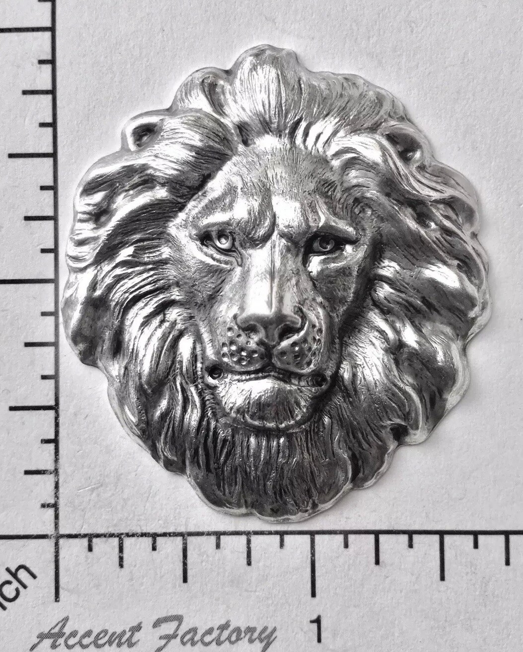 45064 Large Lion Head Jewelry Finding Matte Silver Oxidized