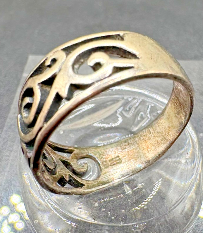 925 Sterling Silver Openwork Scroll Filigree Band Ring Size 5.5-6 Vintage 2.6g