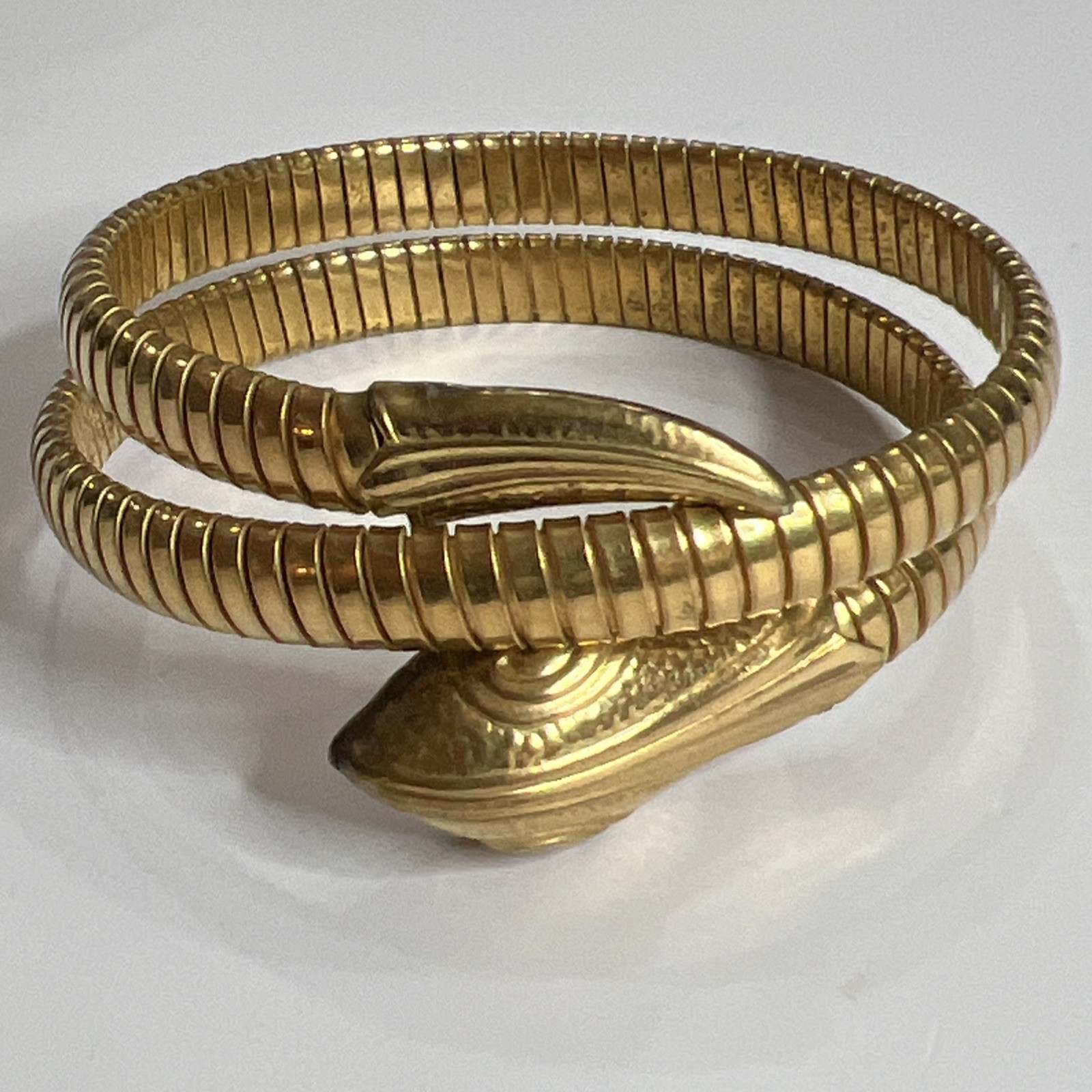 Vintage Art Deco Gold Tone Flexible Coil Snake Wrap Bracelet