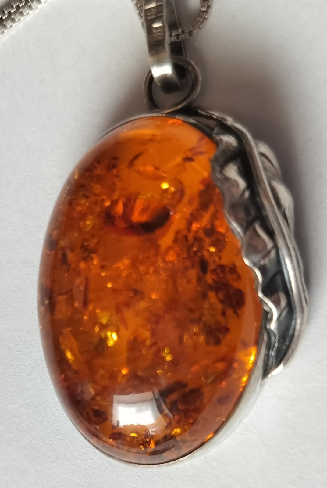 Vintage Large Baltic Amber Antiqued Sterling Silver Large Pendant, Substantial