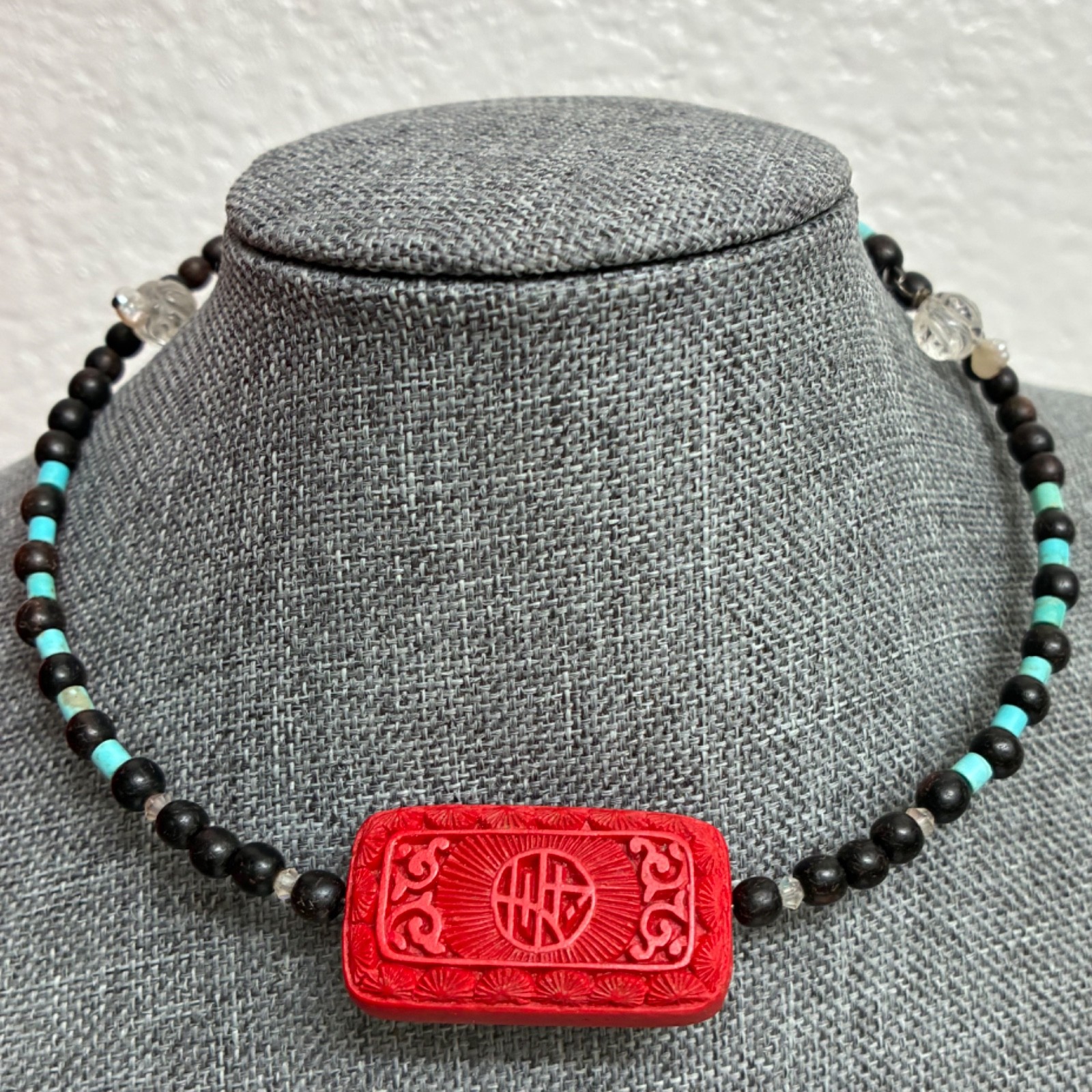 Red Cinnabar Turquoise Necklace
