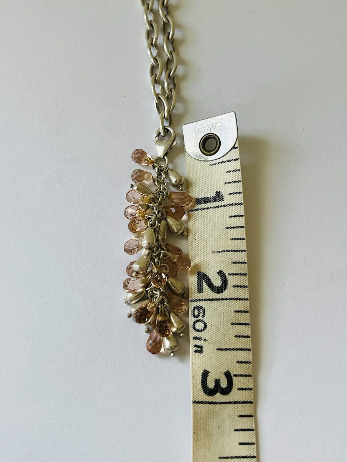 Vintage Sterling Silver Chain Citrine Drops Cluster Lariat Tassel Necklace 30g