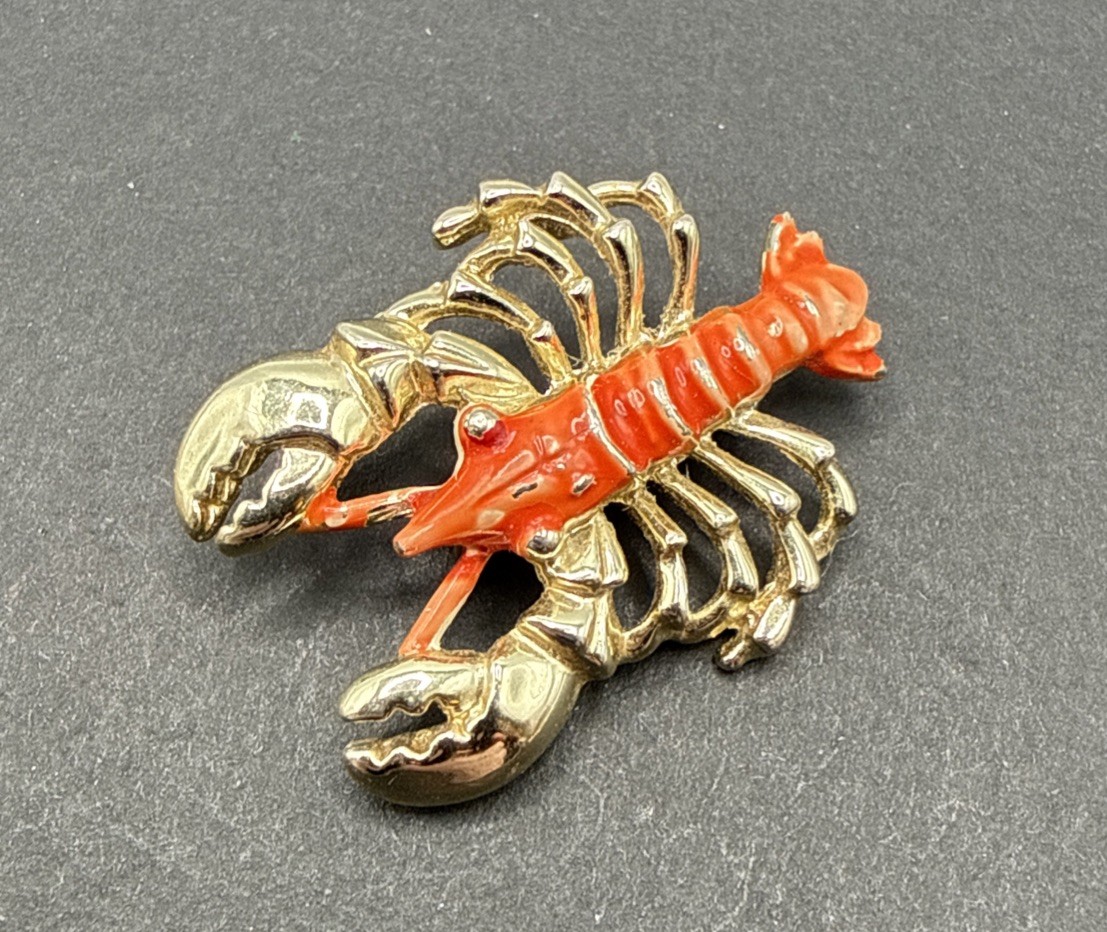 Vintage Lobster Brooch Pin B44a