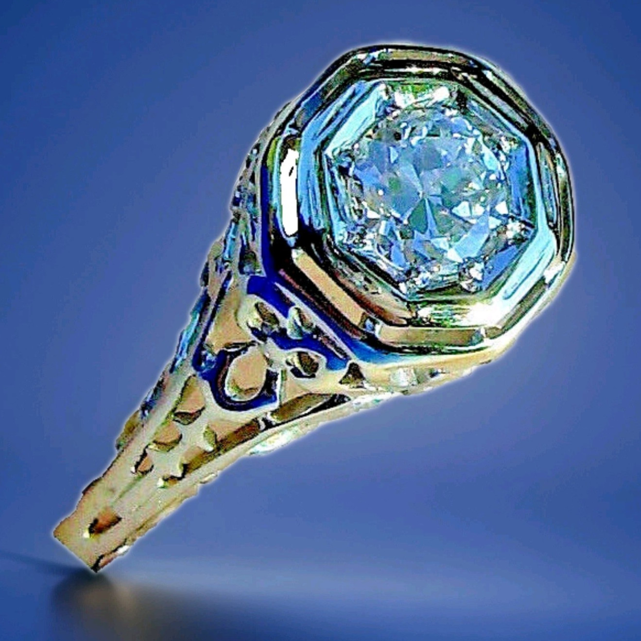 Original EARTH MINED DIAMOND Engagement Ring Vintage BELAIS Solitaire 18K GOLD