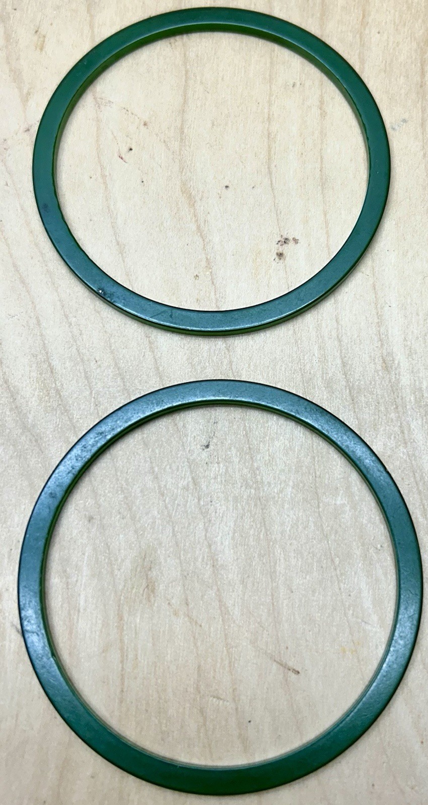 5 Vtg Tested Bakelite Thin Stackable Bangles Green, Orange Marbled Mid Century