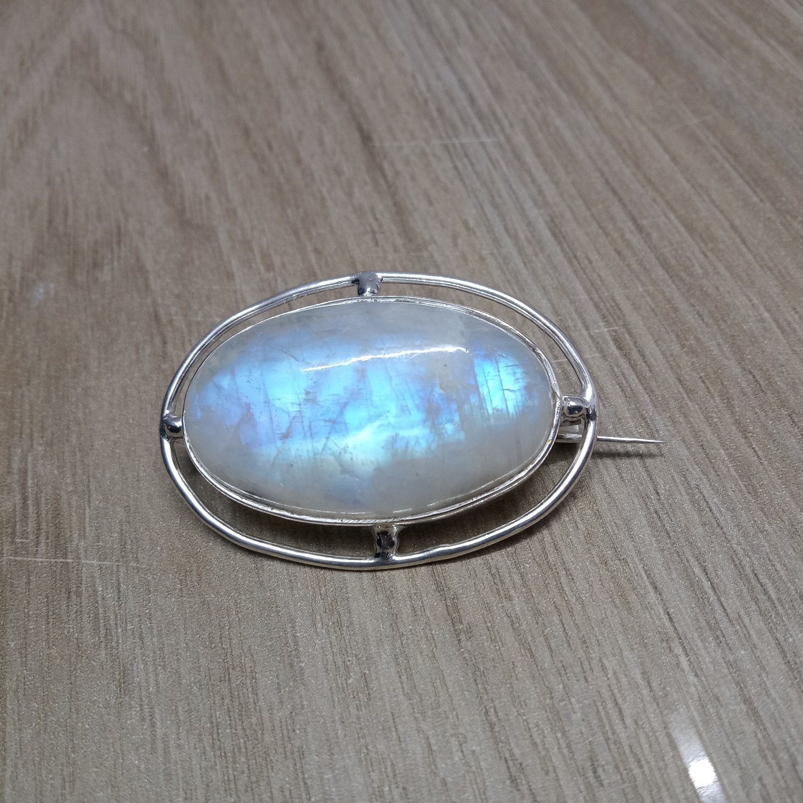 Natural Moonstone 925 Sterling Silver Brooch, Scarf Pin , Brooches For Women