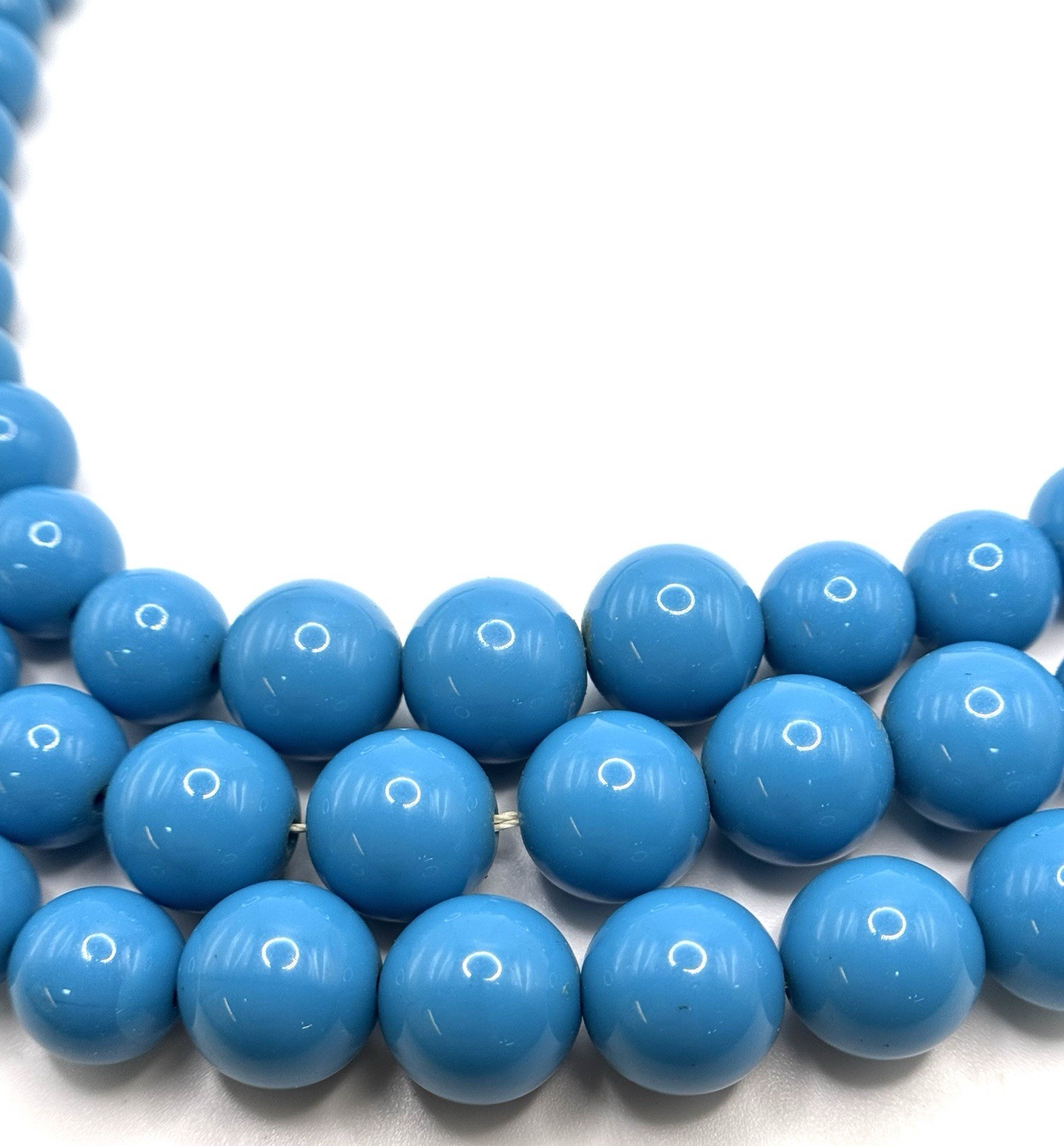 Chunky Turquoise Blue Bead Necklace 3 Strand Graduated Statement 19 – 21 in