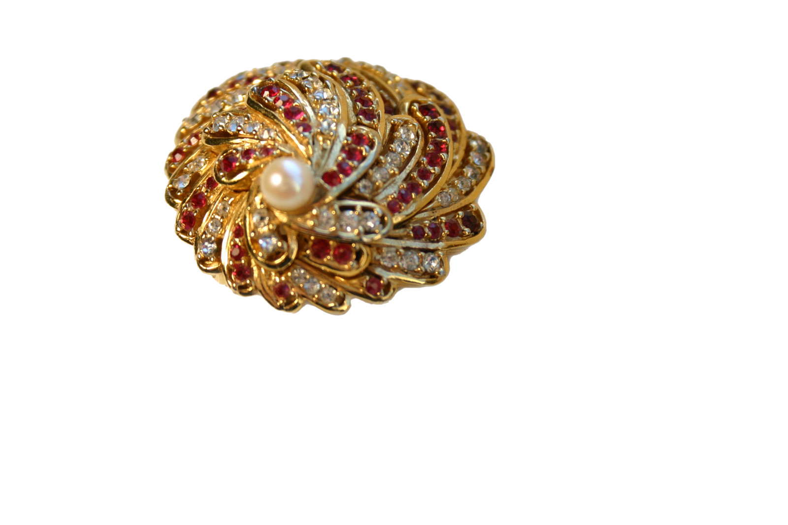 Vintage Boucher Signed Numbered Red and Clear Rhinestone Brooch