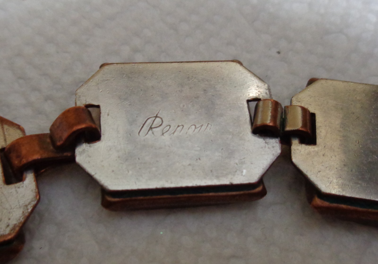 16 inch Vintage Solid Copper Renoir Square Link Necklace 3/4″ 3.7 oz
