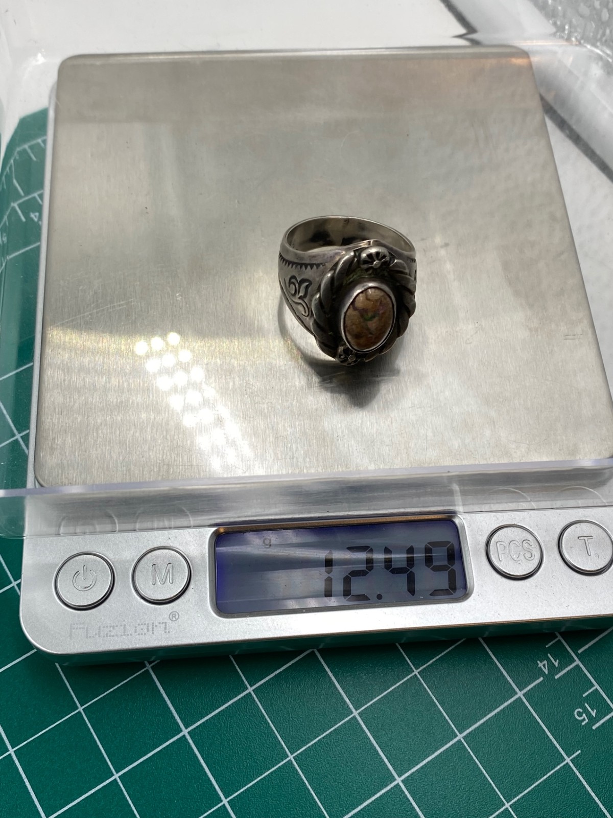 Vintage Sterling Silver Boulder Opal Ring Size 11
