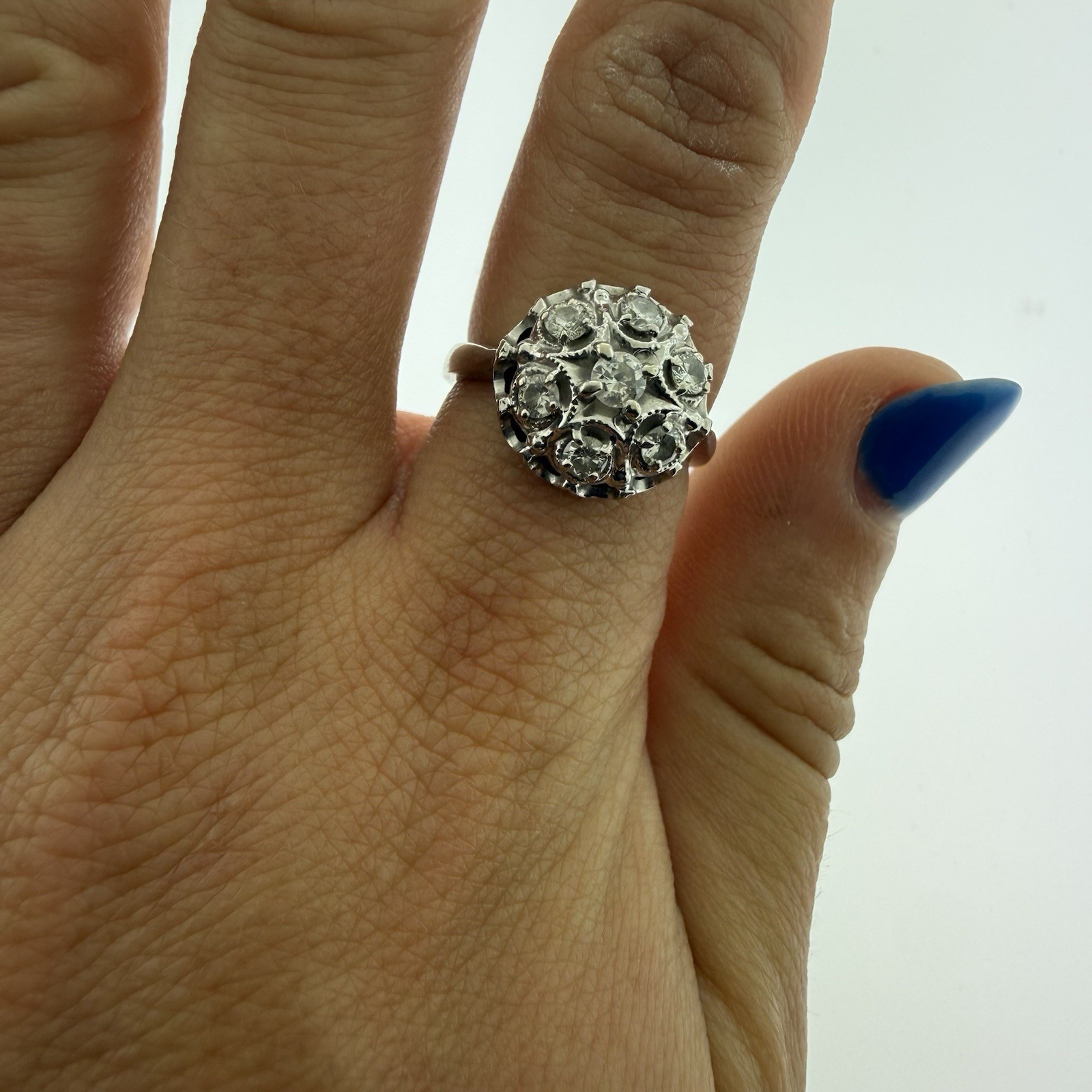 VINTAGE Estate 14k White Gold NATURAL Diamond 0.40CTTW Ring–Size 6