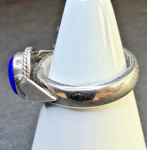 Vintage Blue Lapis Lazuli 925 Sterling Silver Ring Size 5.5