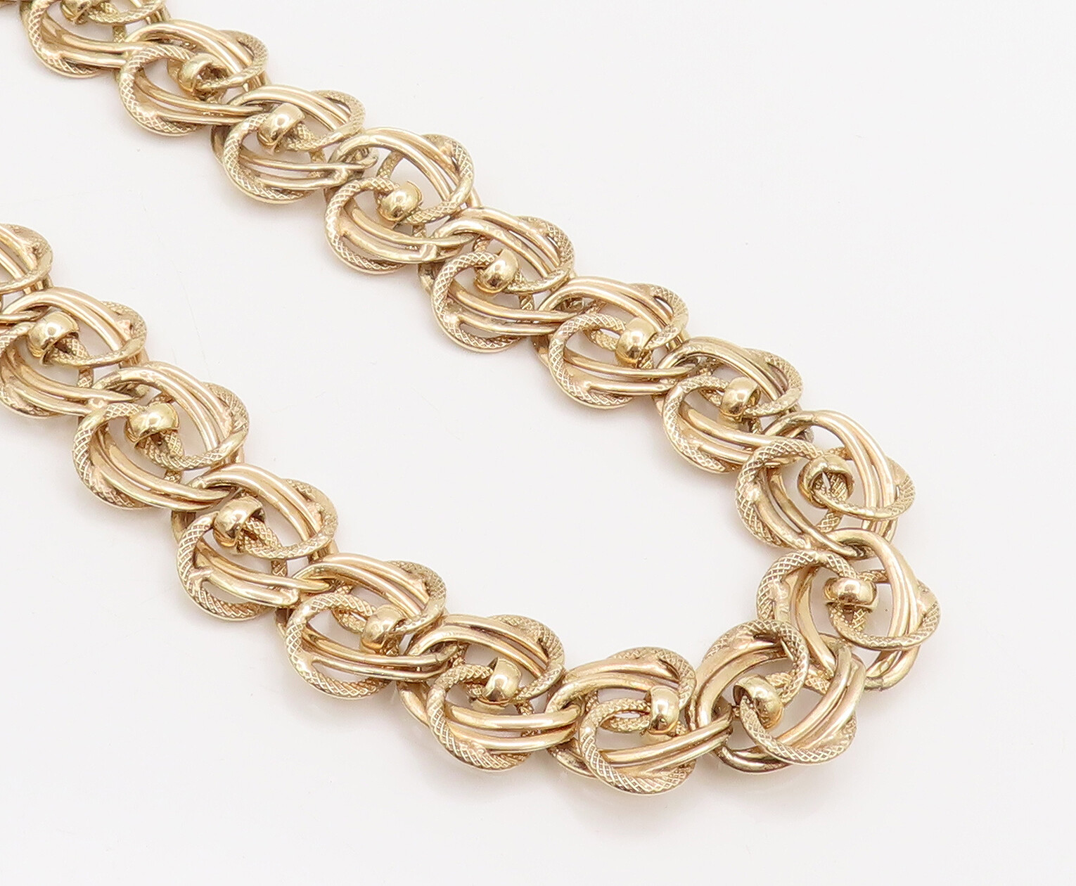 925 Sterling Silver Vintage Gold Plated Designer Rings Loop Necklace NE4064