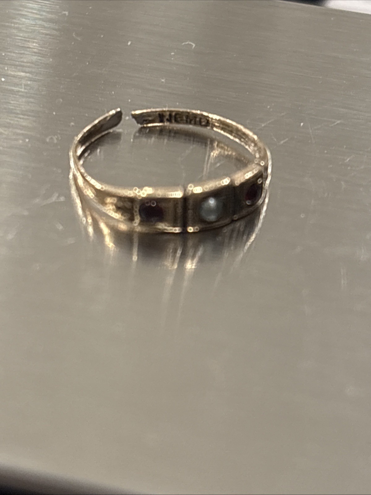 Vintage Little Nemo Gold Plated Rhinestone Childs Ring Size 1