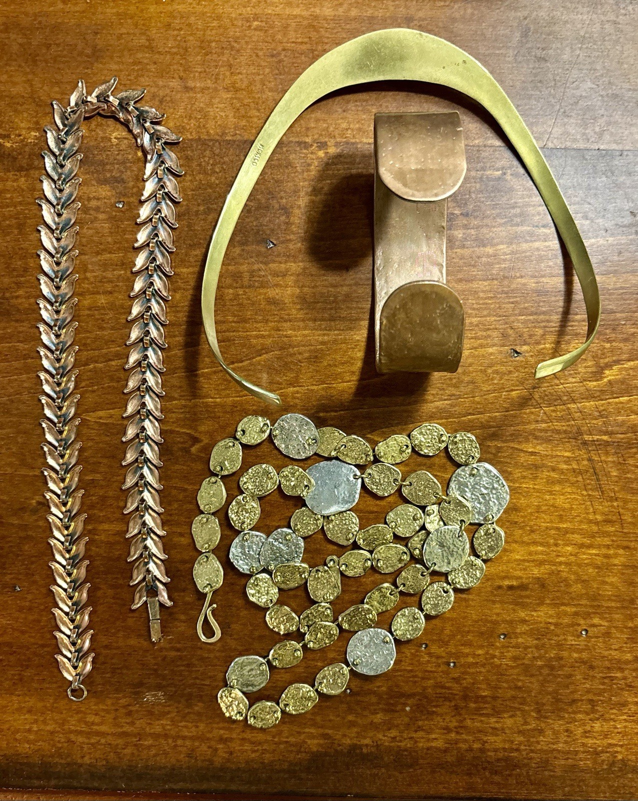 Brutalist Copper / Bronze ? Jewelry Lot / Anne Dick , Mexico , Renoir , Signed #