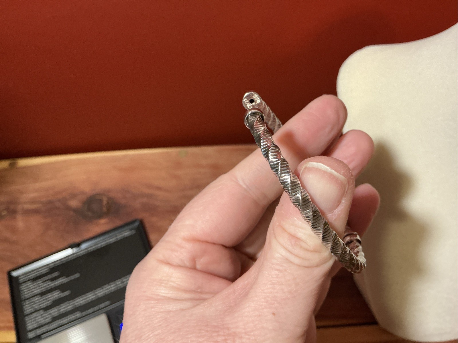 Vintage 950 Silver Milor Italy Twist Hinged Bangle Bracelet 7″