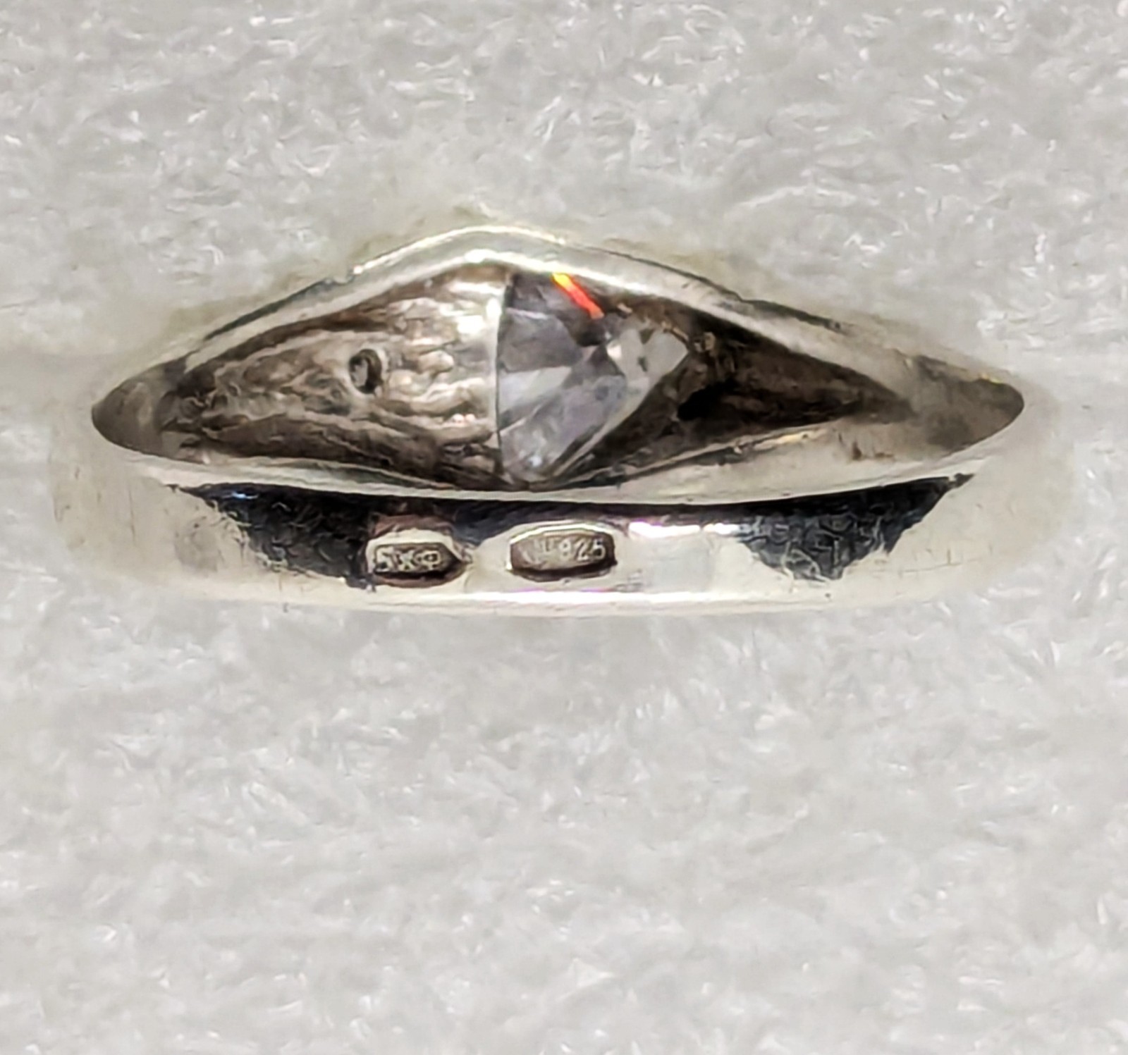 Vintage Elegant RING Silver 925 with Bright Stone -size: 10.5US (20mm) Ukrain#38