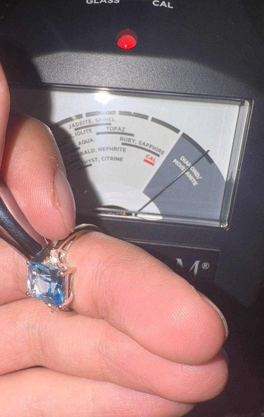 Estate 10KT White Gold Fantasy Cut Aqua Blue Topaz Diamond Ring Size 7 1/2 2.8g