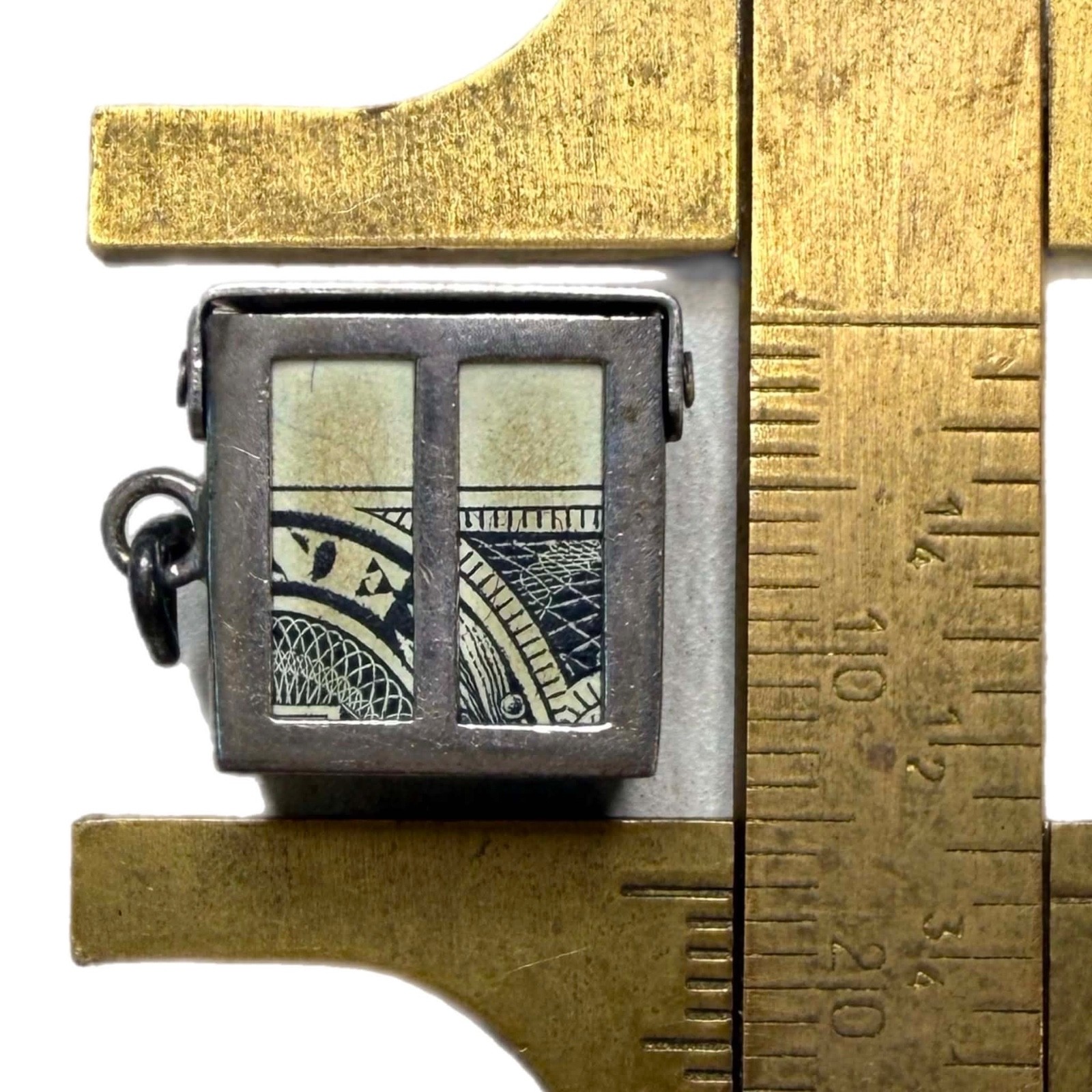 LUX Vintage Mad Money Pendant Charm, Sterling, Silver Certificate, Opens