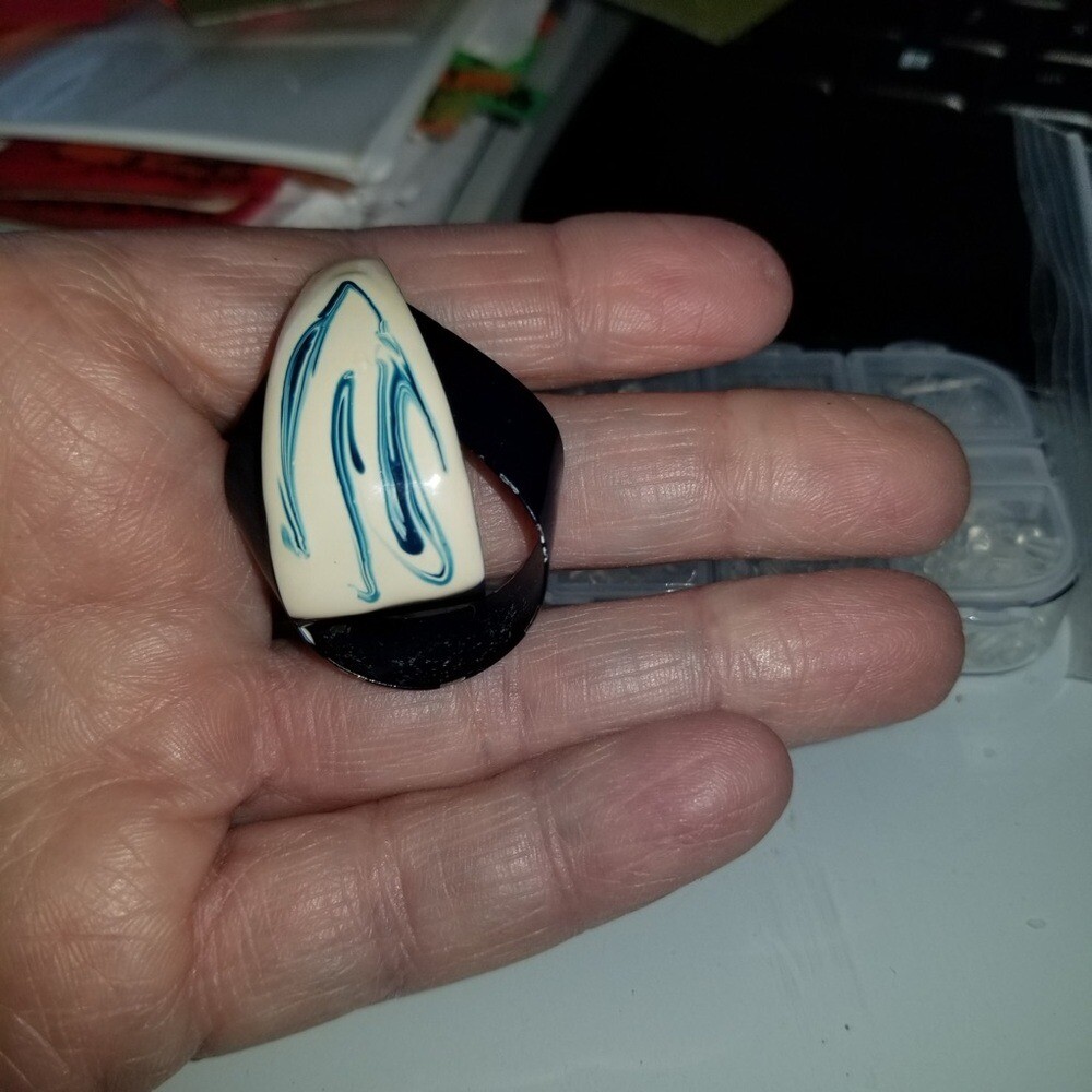 Source Unknown Blue and Cream Earrings