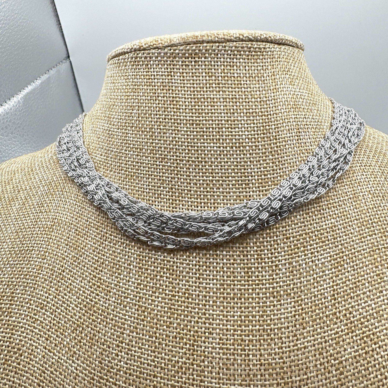 Vintage Sarah Coventry Silver-Tone Multi-Strand Layered Necklace Retro