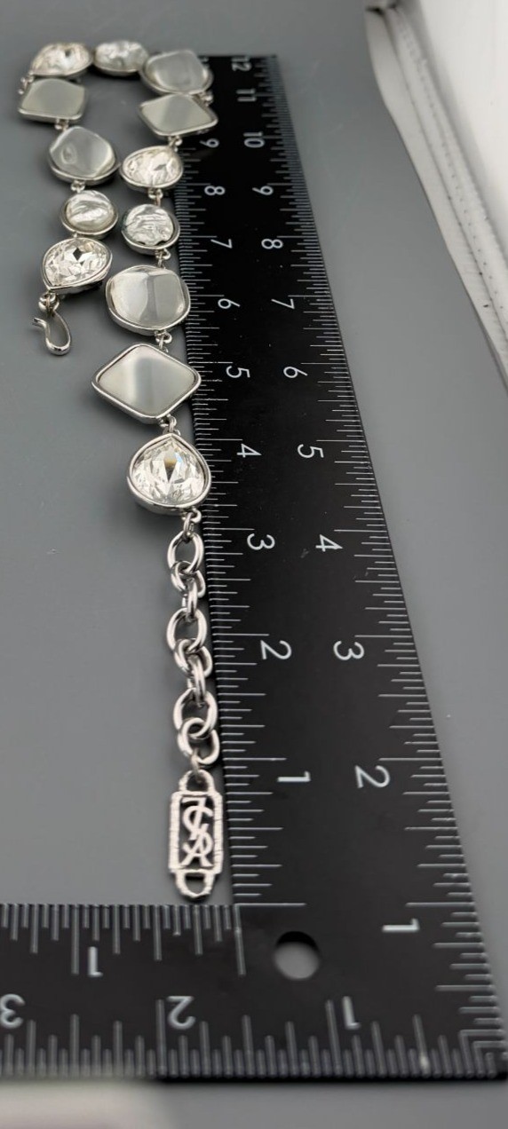 Vintage YSL Yves Saint Laurent Necklace Statement Silver Tone Mixed Stones READ