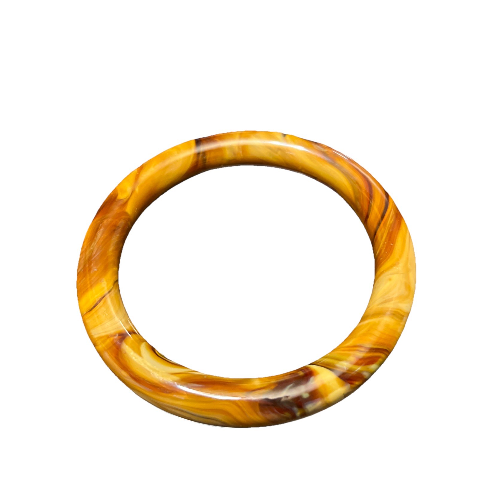 Vintage Chocolate Milk Glass Bangle Bracelet Marbled Caramel Brown 20cm or 7.8”