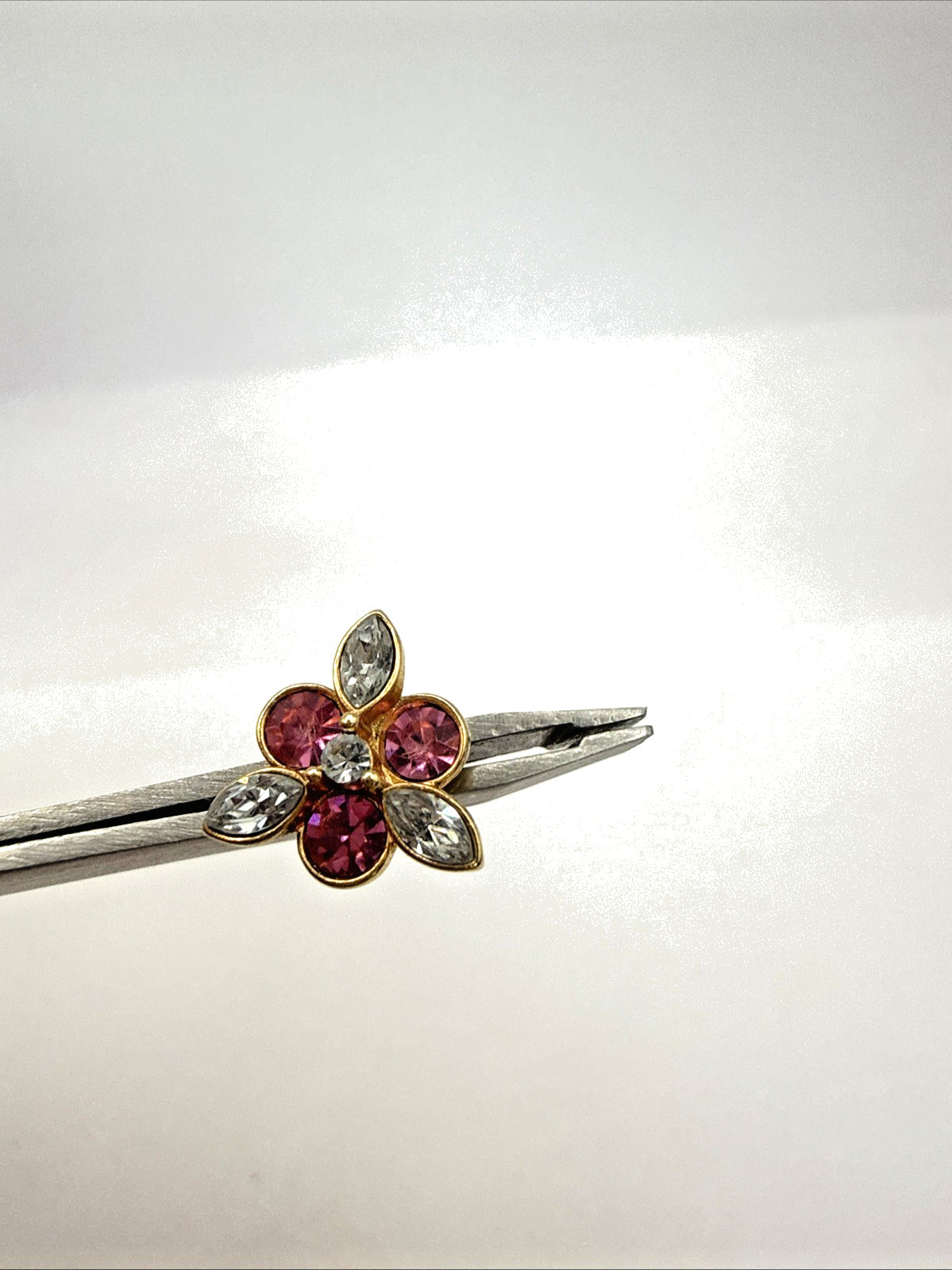 Avon 1985 Pink Sparkle Earrings Rhinestone Stud Earrings Gold Tone