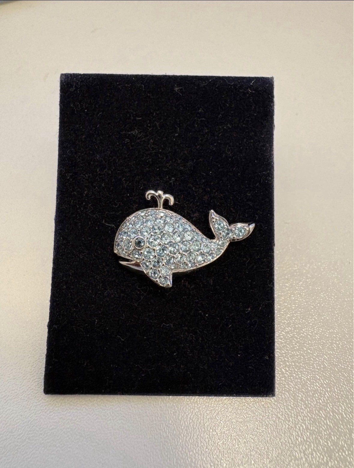 Vintage Swarovski Crystal Whale Pin Rhinestone Brooch