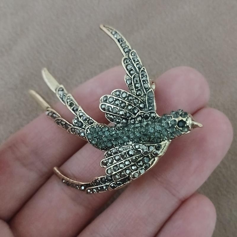 New Collection Dold And Gray Antique Bronze Bird Brooch