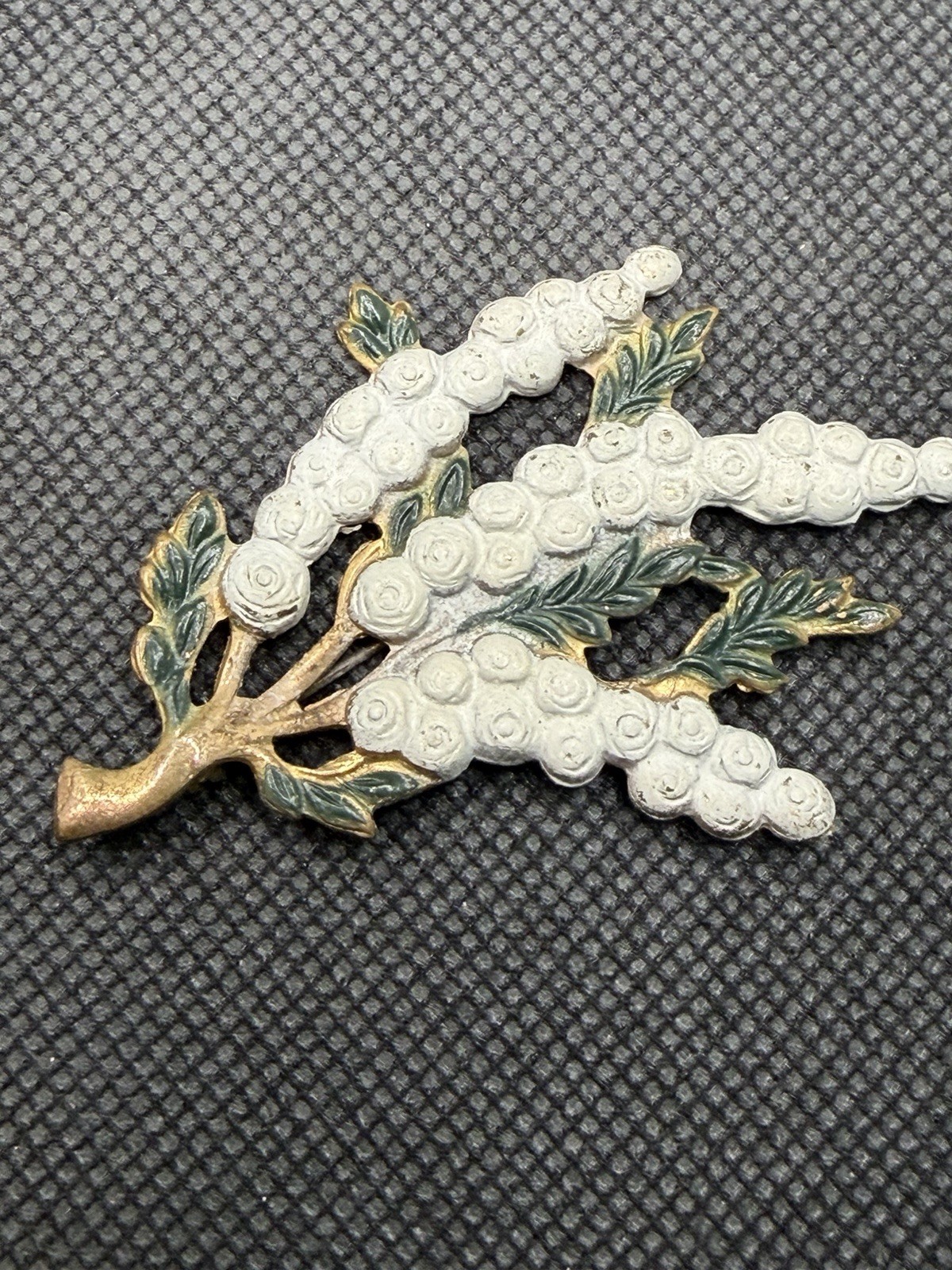 White Wisteria Flower Brooch Vintage 1920s Costume Jewelry