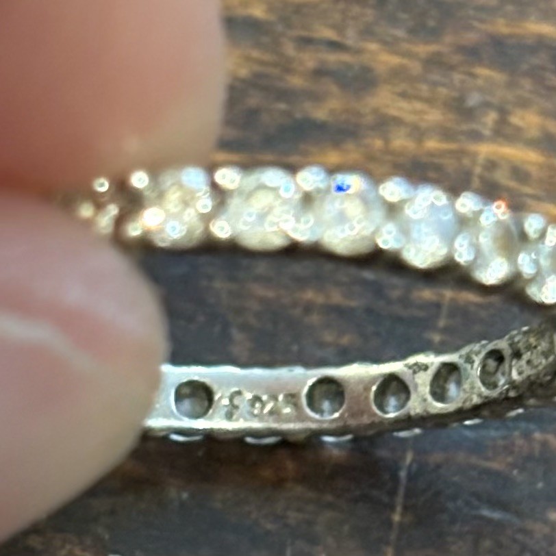 Three Stackable Sparkly Eternity Bands; 925 Sterling Silver PAS; Ring Size 7